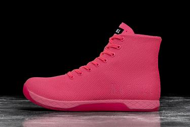 Nobull Superfabric High-Top Neon Women's Trainers Pink | Australia (ZL4259)